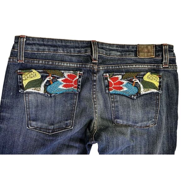 Street Denim Jeans Women’s Size 11x33 Made in USA Embroidered Floral Back Pocket - Picture 1 of 12